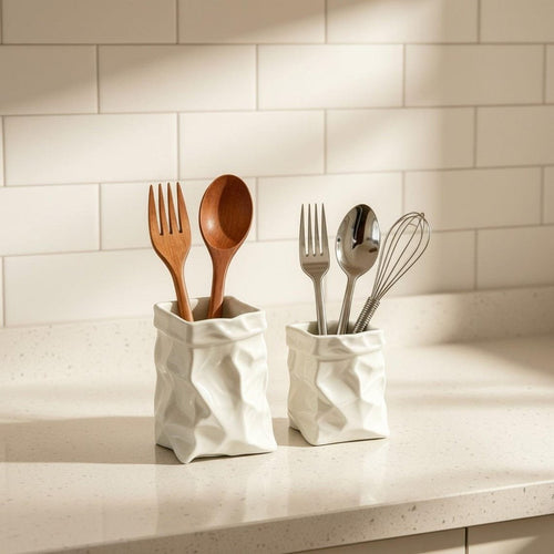 Ceramic Crumpled Paper Bag Vase