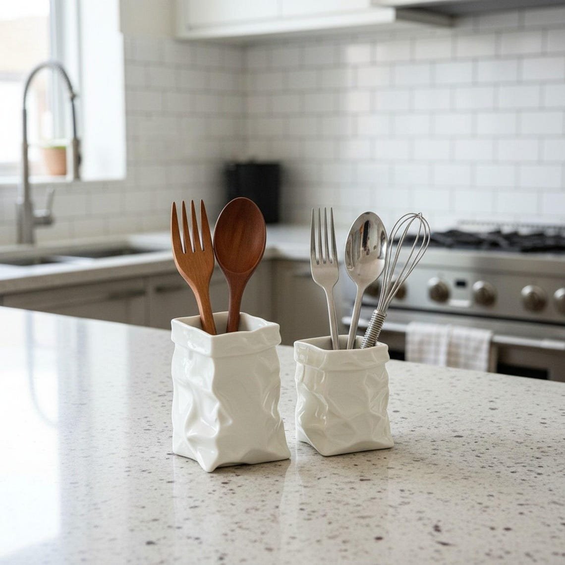 Ceramic Crumpled Paper Bag Vase