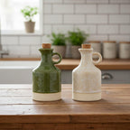 Ceramic Olive Oil Dispenser Bottle with Cork Stopper