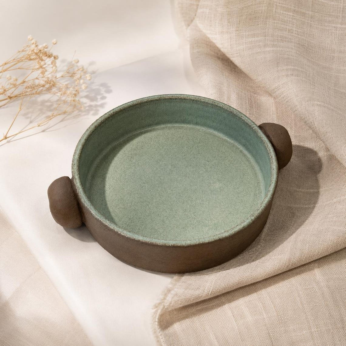Handmade Stoneware Baking Dish with Handles